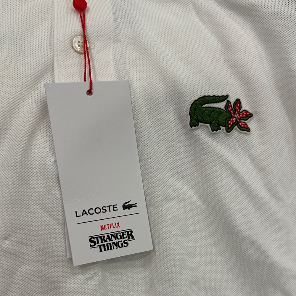 Lacoste White Polo with Stranger Things Logo… never worn! Tags on! - Picture 3 of 3